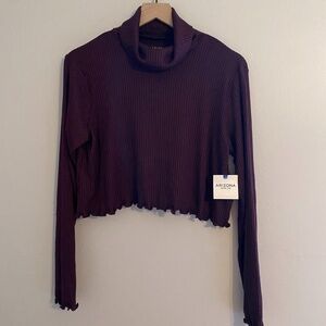 Cropped Long Sleeve Ribbed Y2K Top XL Arizona Jean Co NWT